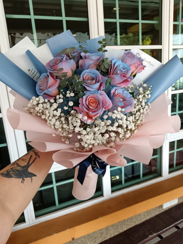 10 Blue-Pink Roses